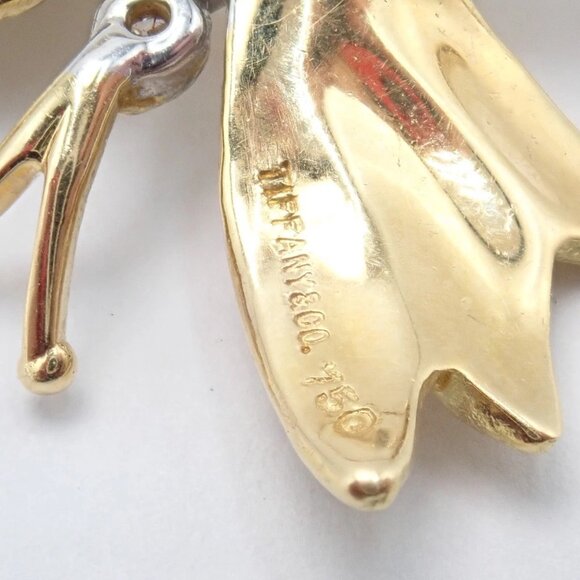 Authentic! Tiffany & Co 18k Yellow White Gold Butterfly Diamond Pin Brooch - Picture 4 of 13